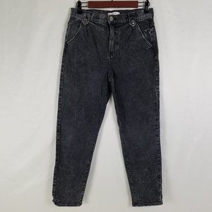 SO Jeans Juniors 7 High Rise Mom Charcoal Black Denim Womens Stone‎ Wash 29x25.5